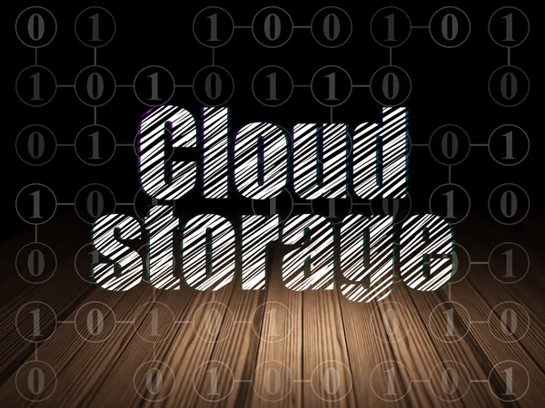 Cloud technology concept: Cloud Storage in grunge dark room