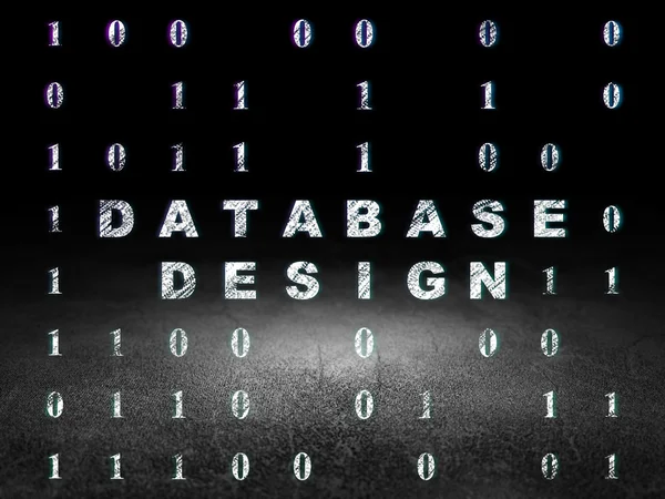 Software concept: Database Design in grunge dark room