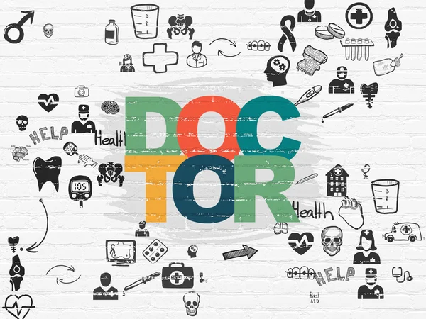 Healthcare concept: Doctor on wall background