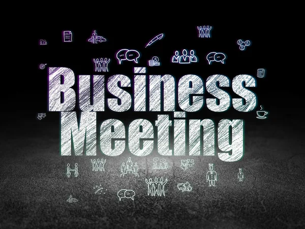 Business concept: Business Meeting in grunge dark room