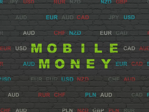 Currency concept: Mobile Money on wall background
