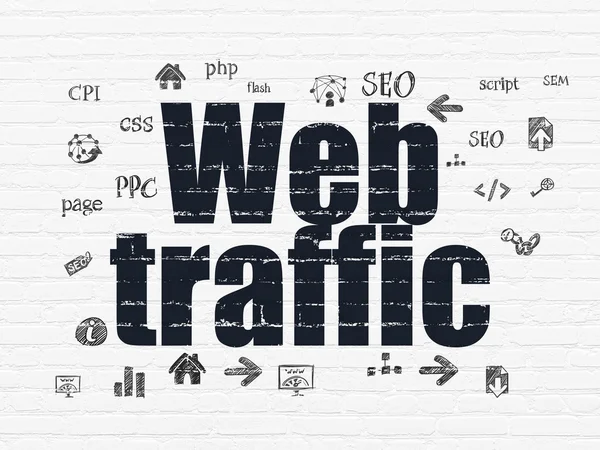Web development concept: Web Traffic on wall background