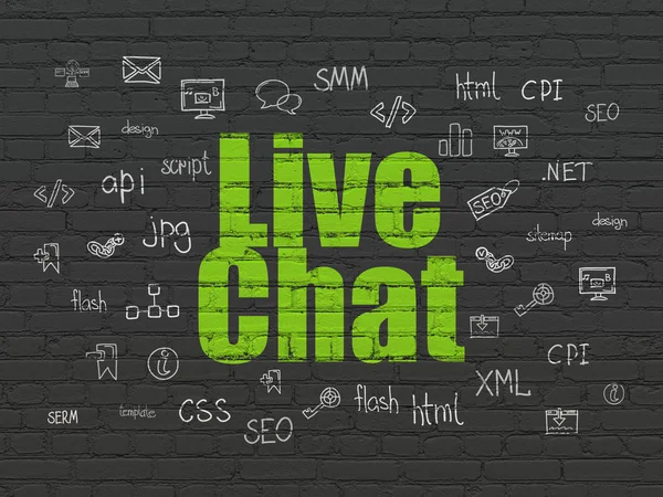 Web development concept: Live Chat on wall background