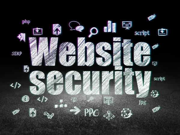Web development concept: Website Security in grunge dark room