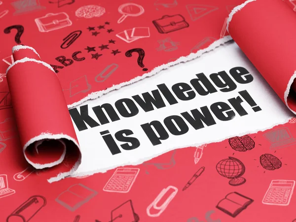 Learning concept: black text Knowledge Is power under the piece of  torn paper