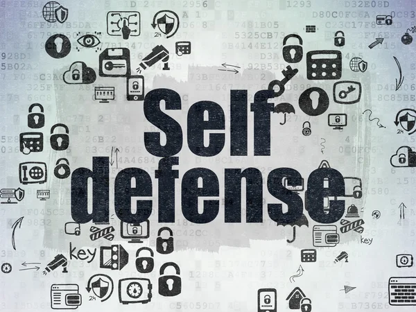 Protection concept: Self Defense on Digital Paper background