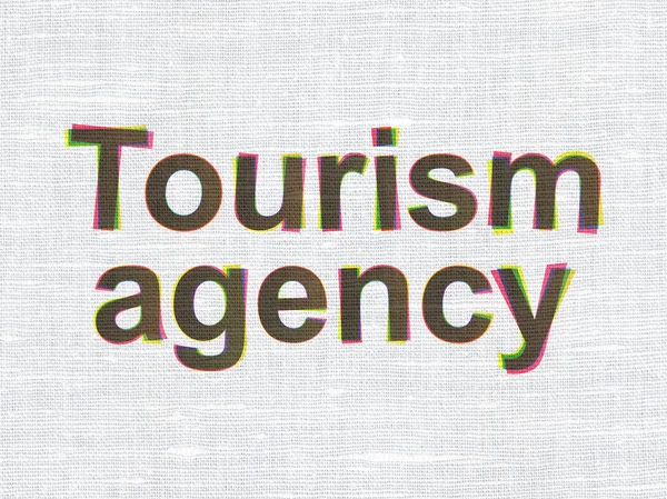 Vacation concept: Tourism Agency on fabric texture background