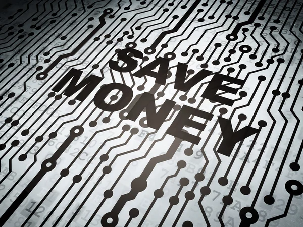 Money concept: circuit board with Save Money