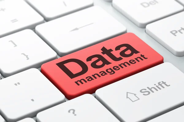Data concept: Data Management on computer keyboard background