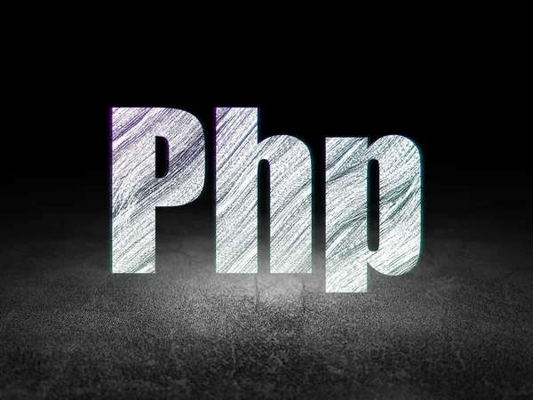 Database concept: Php in grunge dark room