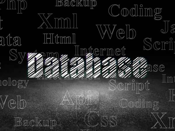 Database concept: Database in grunge dark room