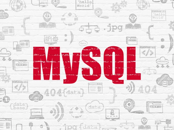 Software concept: MySQL on wall background