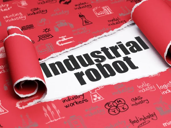 Industry concept: black text Industrial Robot under the piece of torn paper