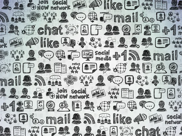 Digital background: Digital Paper with  Hand Drawn Social Network Icons