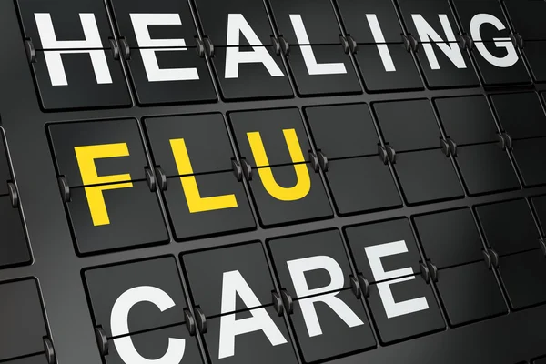 Healthcare concept: Flu on airport board background