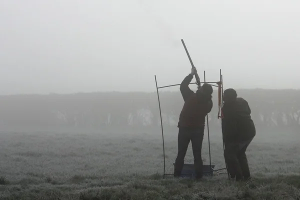 Clay pigeon shooting on a misty day