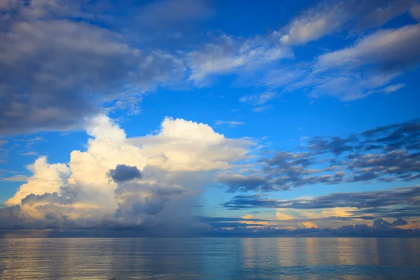 Beautiful blue sky with cloud scape over blue ocean use as natur