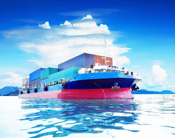 Commercial container ship in naval transportation use for busine
