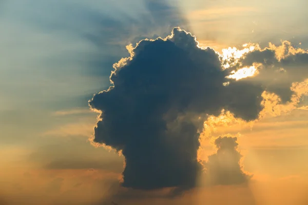 Reality dramatic human head cloud on dusky sky