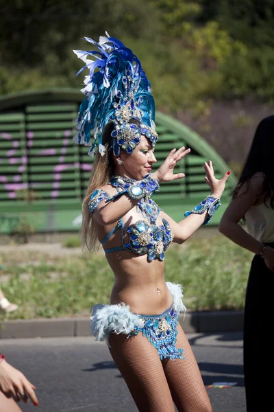 WARSAW, POLAND, AUGUST 30: Unidentified Carnival dancer on the parade on Warsaw Multicultural Street Parade on August 30, 2015 in Warsaw, Poland.