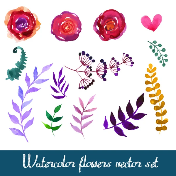 Set of beautiful watercolor flowers