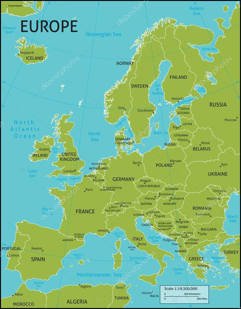 Karta över Europa — Stock vektor #116035754 — Depositphotos