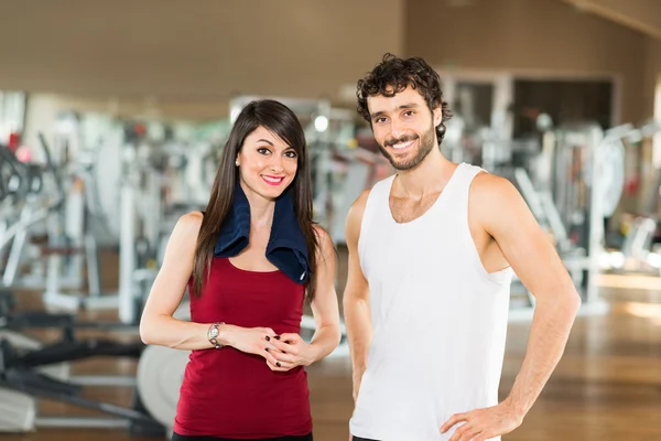Two persons after gym workout