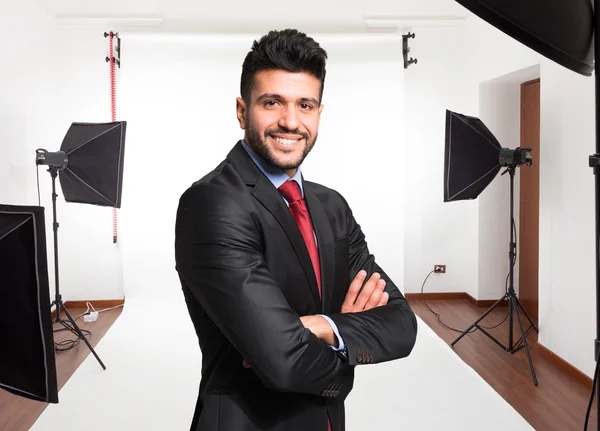 Businessman in photographic studio