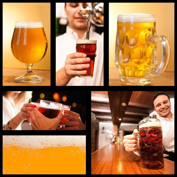 People with beer glasses