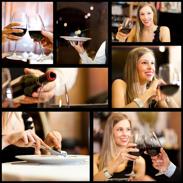 People drinking wine in restaurant