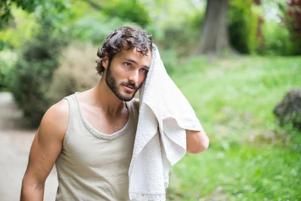 Man sweating after a session of training