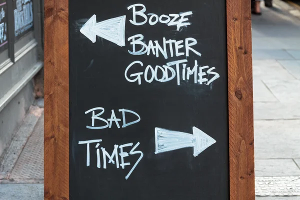 Chalk board with good times versus bad times