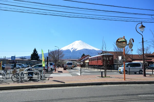 Mt Fuji FUJIKAWAGUCHIKO, JAPAN - March 16, 2016 :A railway stati