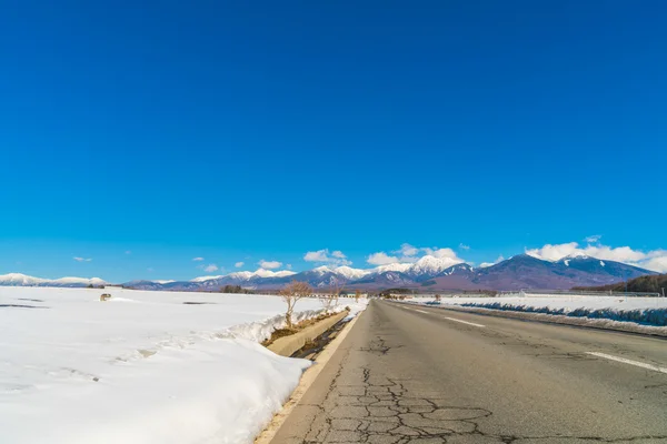 Road to mountain in  Winter ( Japan )