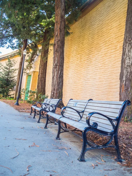 Wood Bench against concrete wall  .