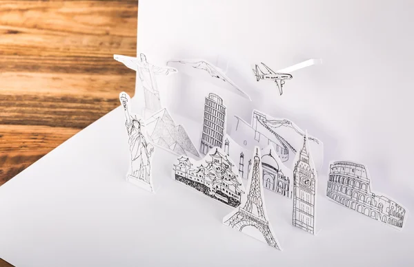 Paper cut of travel (Japan,France,Italy,New York,India,egypt)