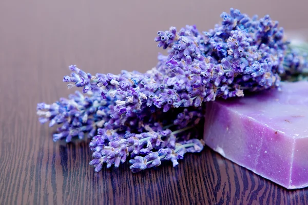 A lavender bouquet and a handmade soap