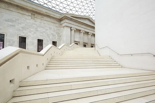 British Museum Great Court interior, white stairway in London