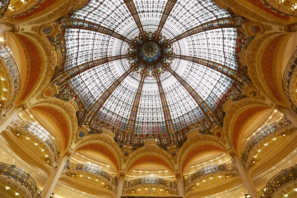Galeries Lafayette dome, luxury shopping mall interior in Paris