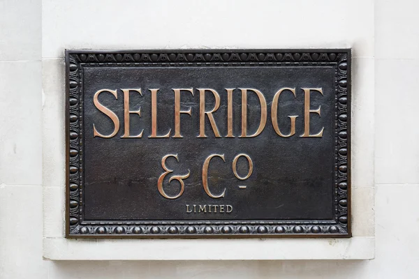 Plaque of Selfridge department store in London