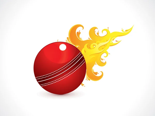 Abstract shiny cricket ball with fire