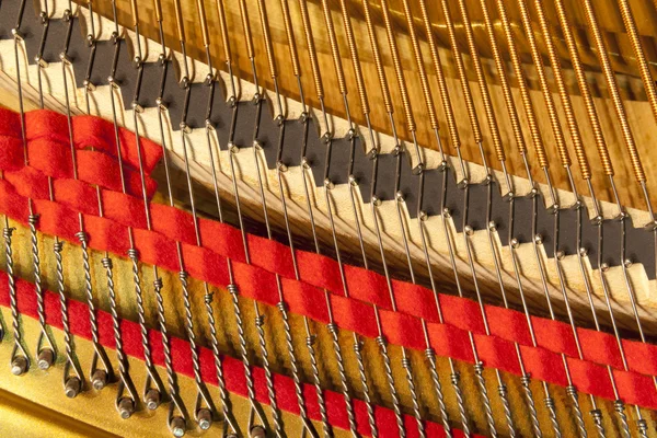 Piano strings close up