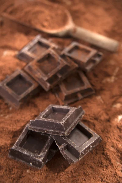 Cubes of dark chocolate
