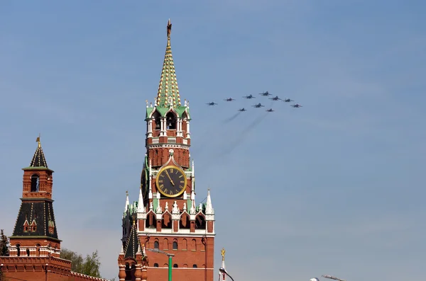 MOSCOW - MAY 9: Military aircraft on Victory Day parade on May 9