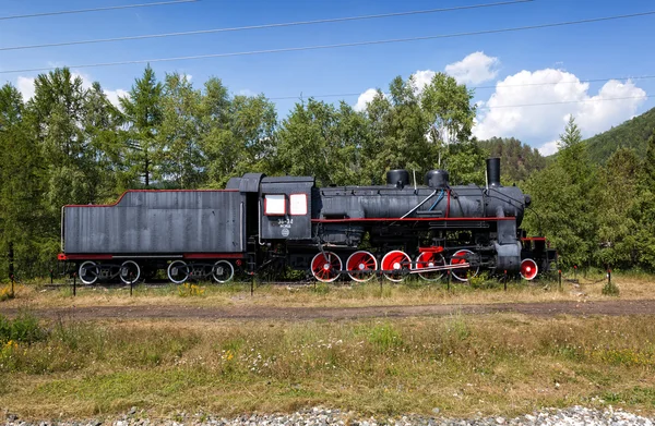 Steam machine on train station. Shore of Lake Baikal (Russia)