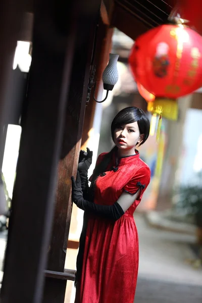 Happy Chinese new year. beautiful young Asian woman dress tradit