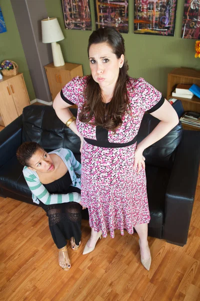 Worried Woman with Pregnant Partner