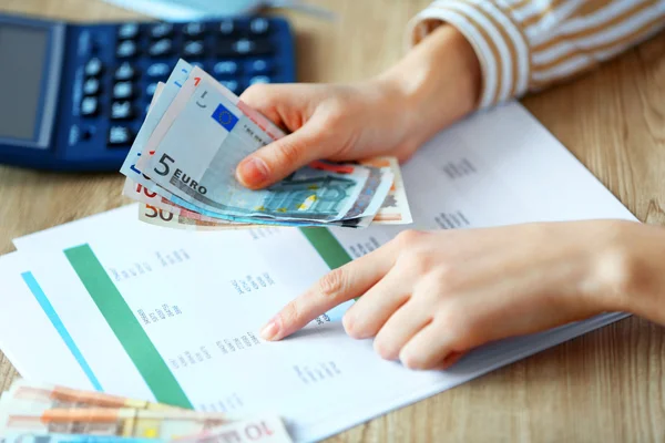 Woman counting money