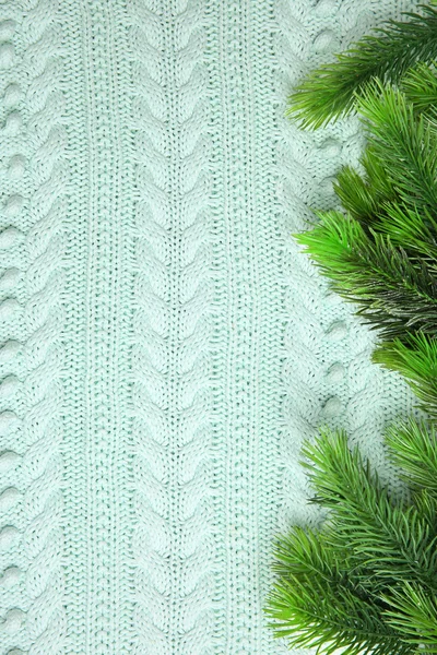 Fir twigs on knitted pattern