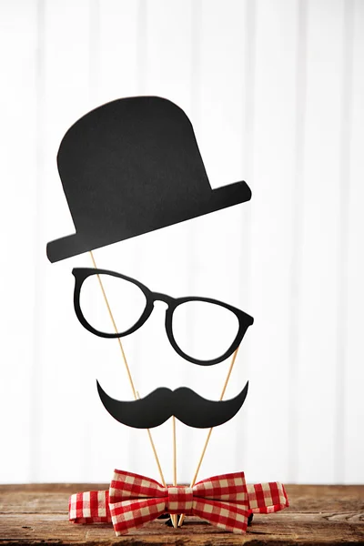 Tie bow with mustache, hat and glasses